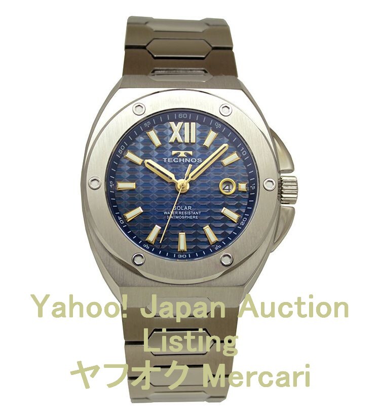 【新品・保証付/即決】 TECHNOS T9C04SN ブルー/ゴールド ソーラー 光発電 ステンレス おしゃれ ブランド メンズ腕時計 50331-6拍卖