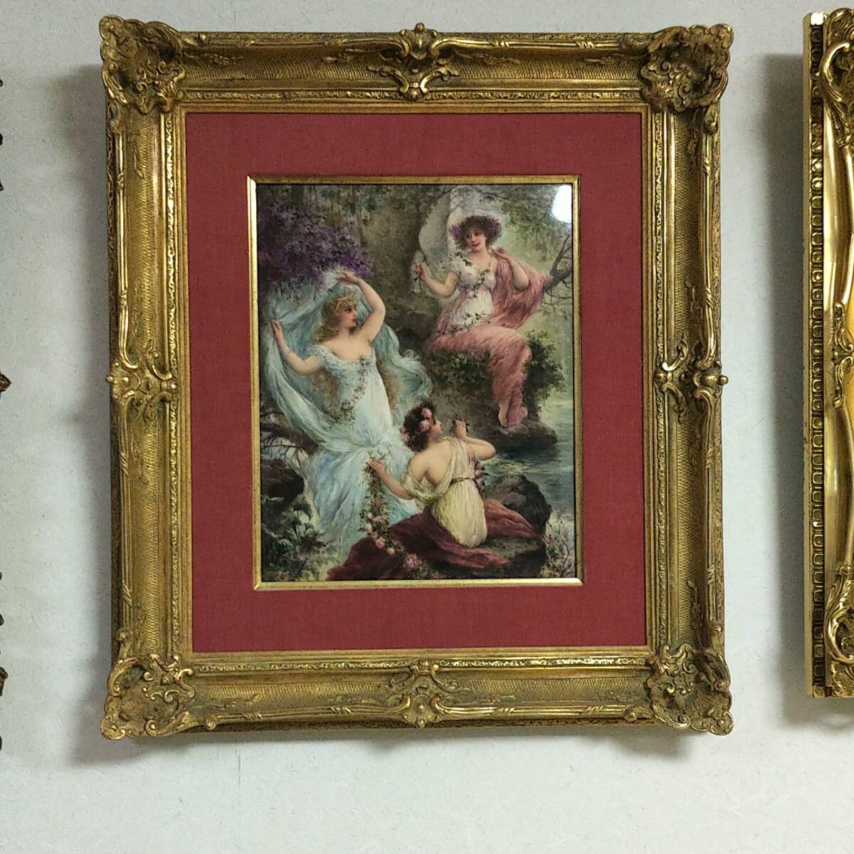 kps ベルリン王立磁器製陶所 KPM真作 19世紀 ドイツ 陶板画 3人の女性 陶板 KPM陶板拍卖