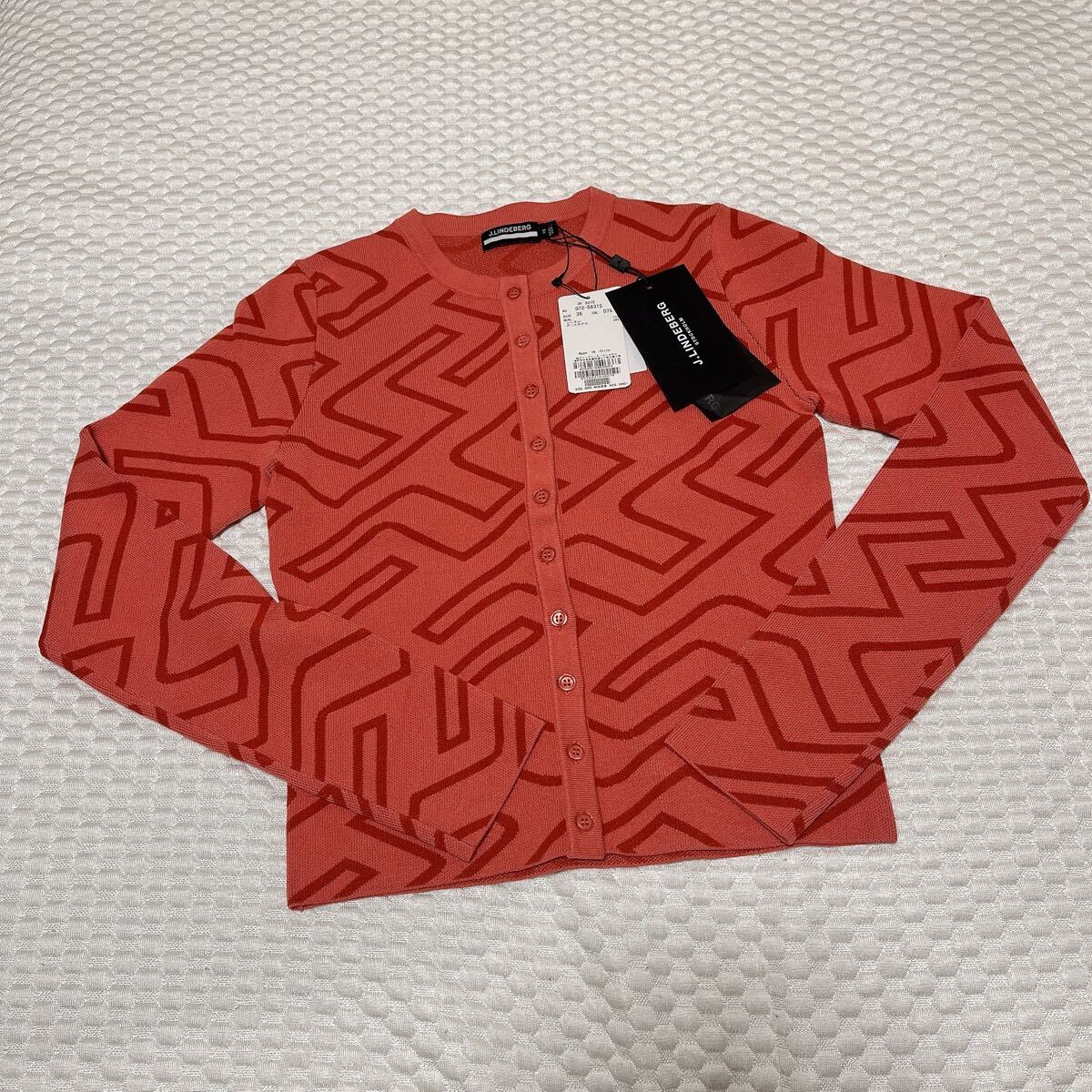 ゴルフウェア J.リンドバーグ J.LINDBERG レディース カーディガン ブリッジマーク 36サイズ XSサイズ 新品未使用品 タグ付き ニット拍卖