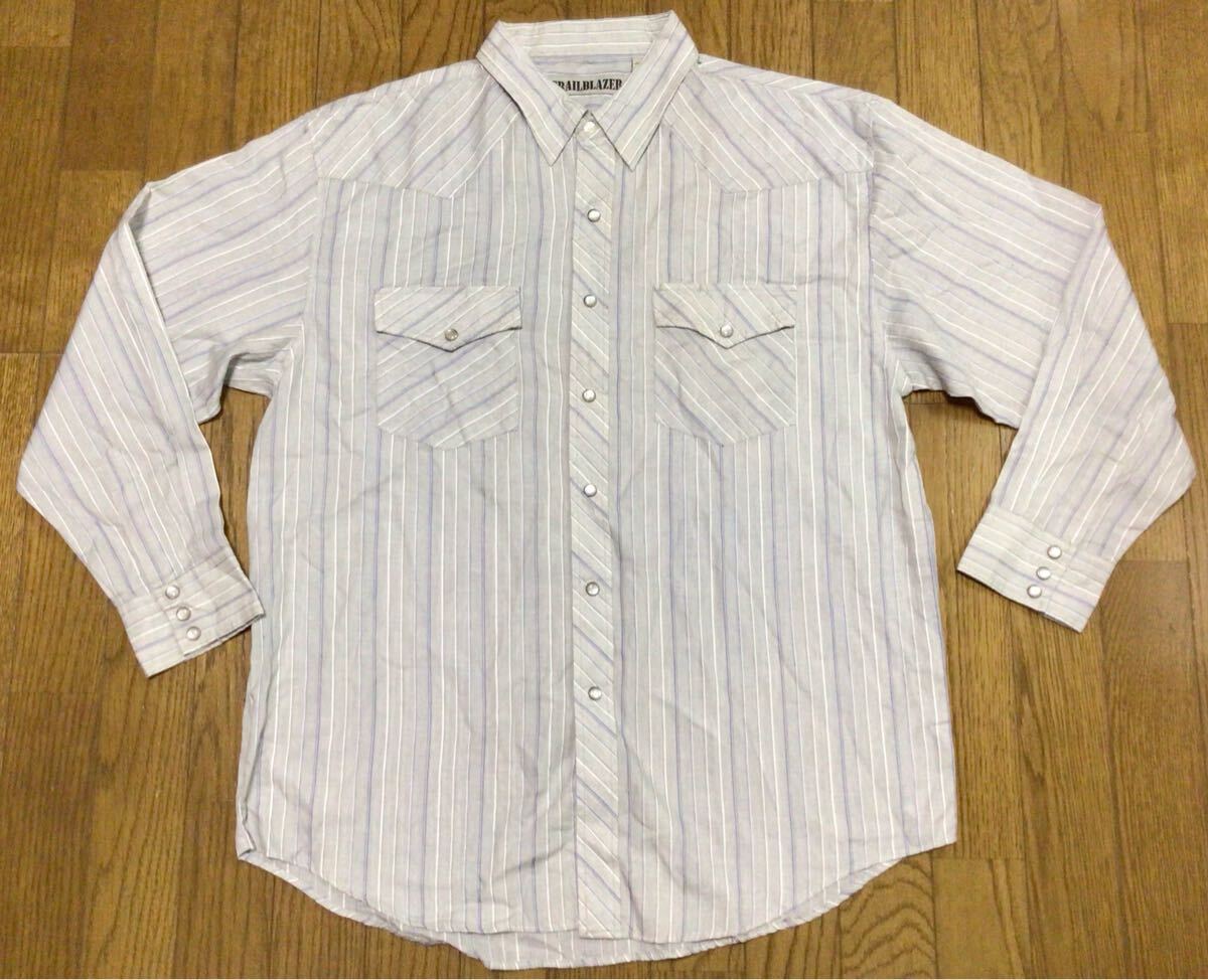 アメリカ古着★TRAILBLAZER ストライプ ウェスタンシャツ Lサイズ★カウボーイ ロデオ拍卖