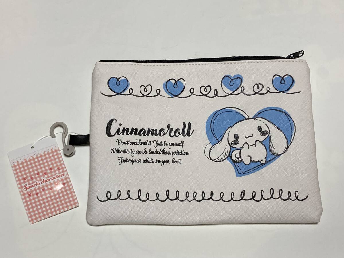 サンリオ シナモロール シナモン フラットポーチ ハート サックス 合皮 ホワイト 拍卖