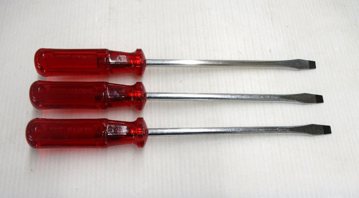 ★ 99751 マイナスドライバー No.3 3本セット RAKUDA 普通式 全長31.5㎝ 先厚1.2 先幅9mm 未使用 ★拍卖