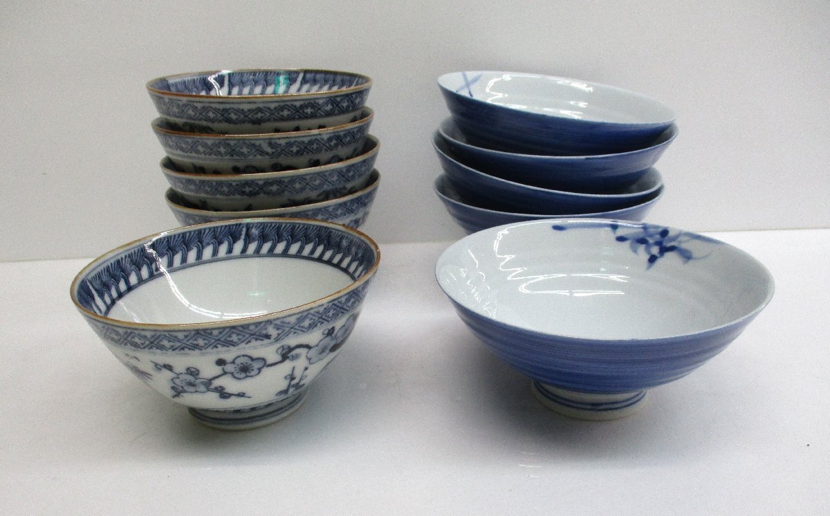 ご飯茶碗 10個セット 二種類 東陽軒平八製・陶島窯 東陽サイズ 幅11.2x高さ5.8cm 陶島サイズ 12x5.3cm 長期保管品 99908 ★拍卖