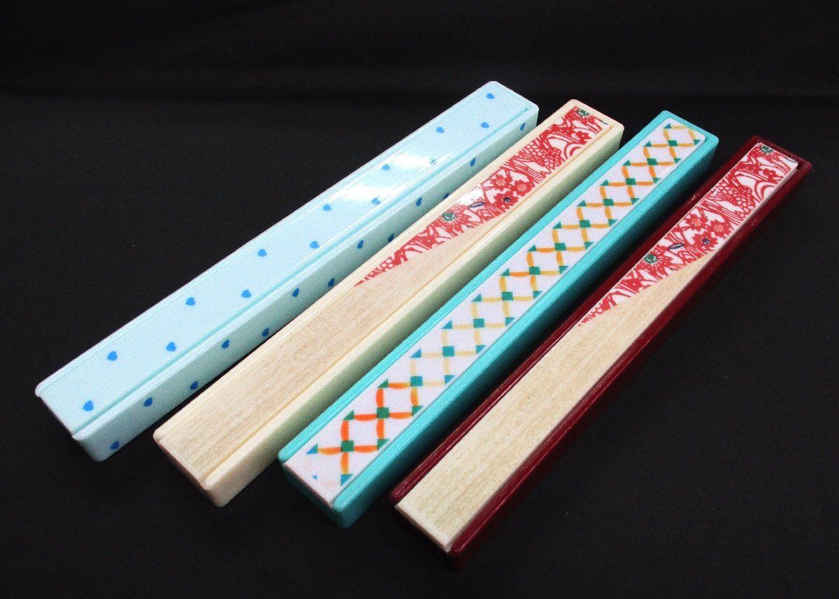 ★ 99833 はし箱 箸箱 箸入 4個セット お弁当 ランチ スチロール樹脂 幅2.5x長さ19.7x高さ1.5cm 長期保管品 未使用 ★拍卖