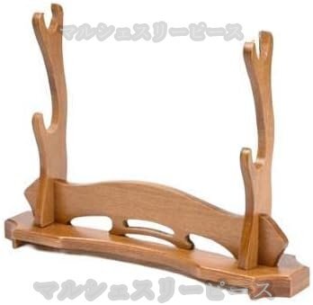 壁刀掛け 木製 日本刀 模造刀置き 台座付き 三段用 刀掛け 台座付き 無垢材 刀掛台 原木 木刀 (ナチュラル,二階)拍卖