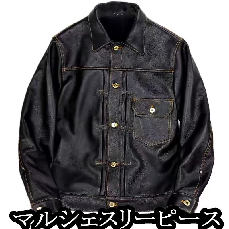 牛革 レザージャケット 革ジャン ライダース ホースハイド 本革 メンズファッション バイクレザー アメカジ ホースレザー S~4XL拍卖