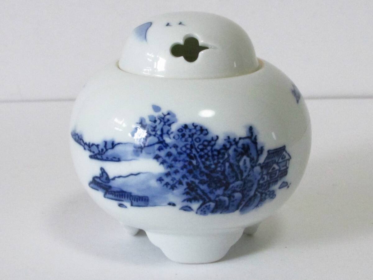 ○清雅○ 魯山窯 鍋島焼 香炉 山水の図柄拍卖