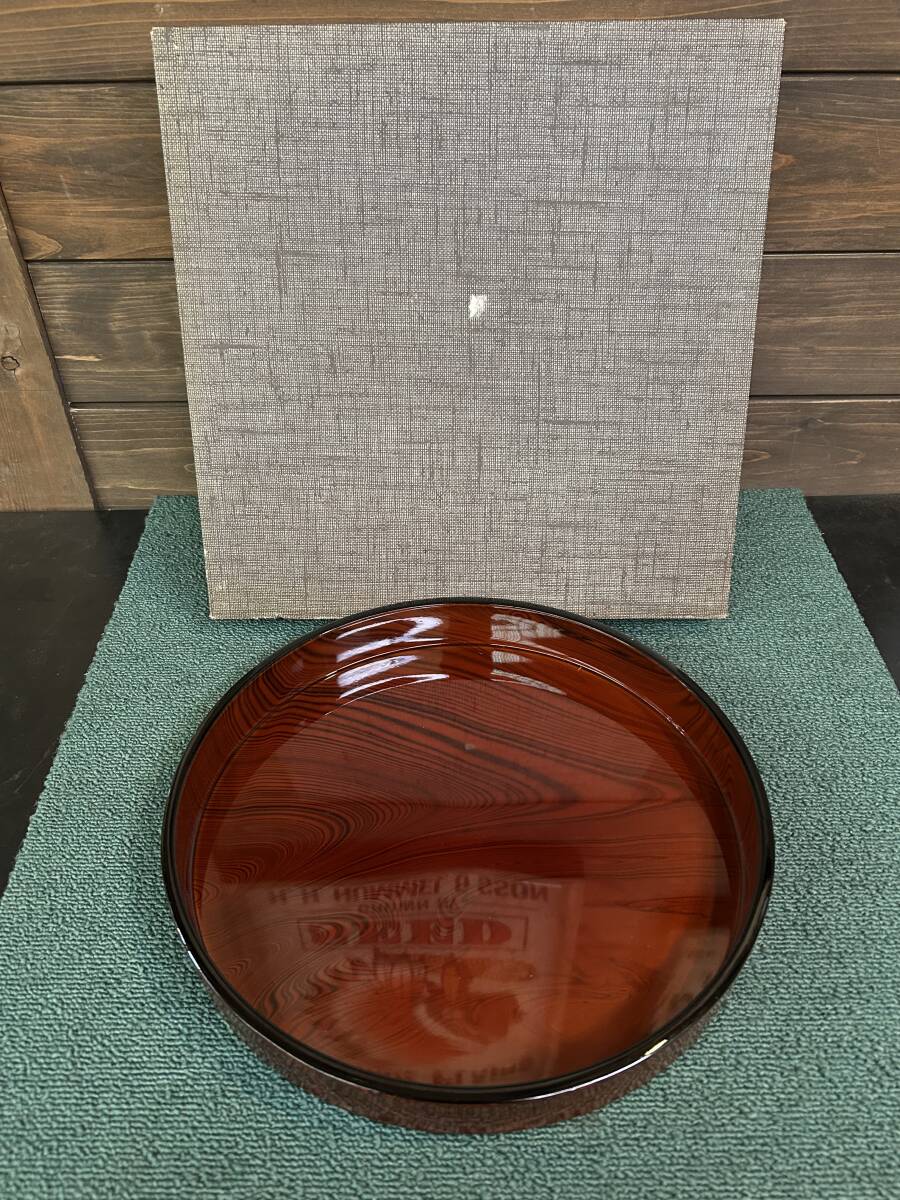 ☆丸盆 うるし塗 天然木加工品 中古美品☆ ☆拍卖
