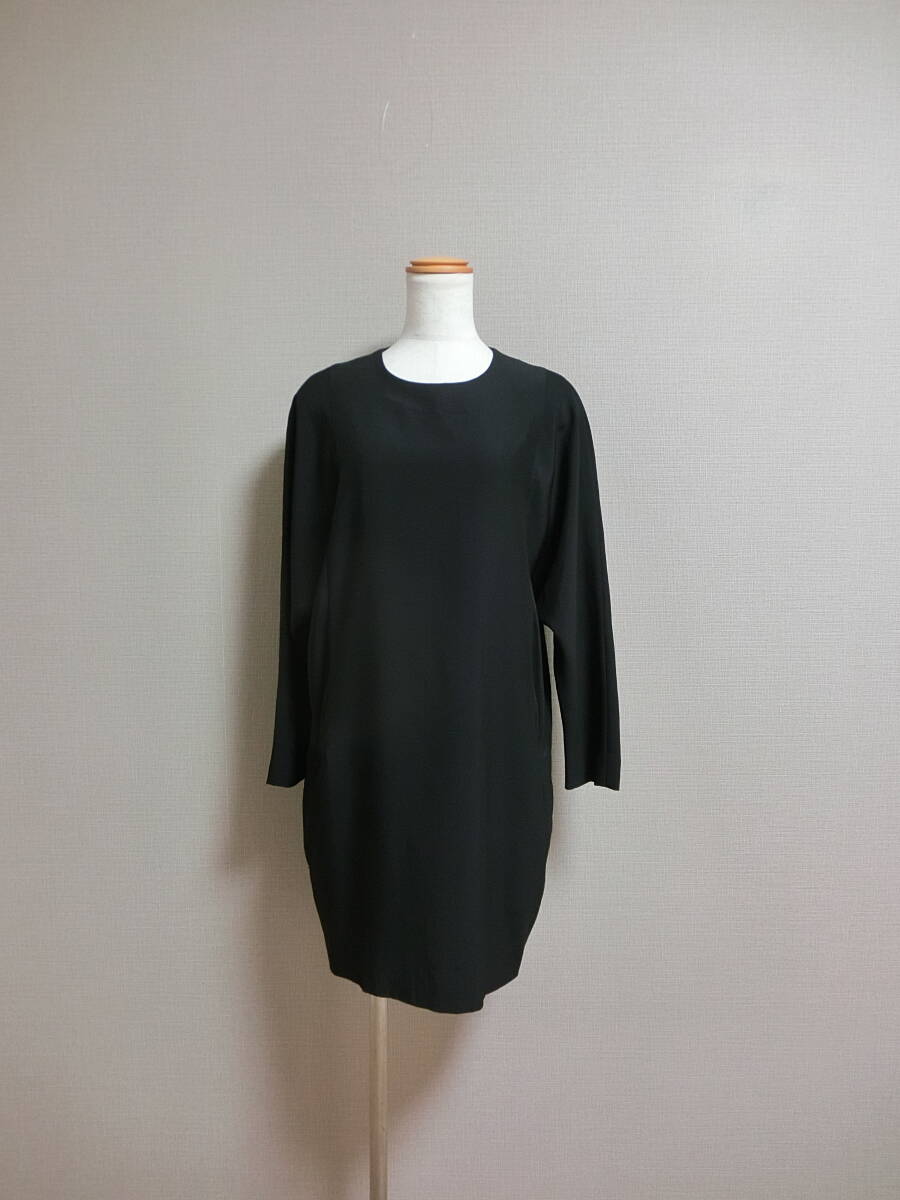 Drawer ドゥロワー ゆったり 裏シルク チュニック ワンピース ブラック 38拍卖