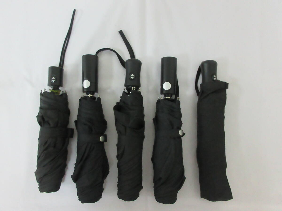 ( せ-A2-8005 )自動開閉ワンタッチ式 折りたたみ傘 雨傘 5本 まとめて まとめ売り ブラック 黒 中古拍卖
