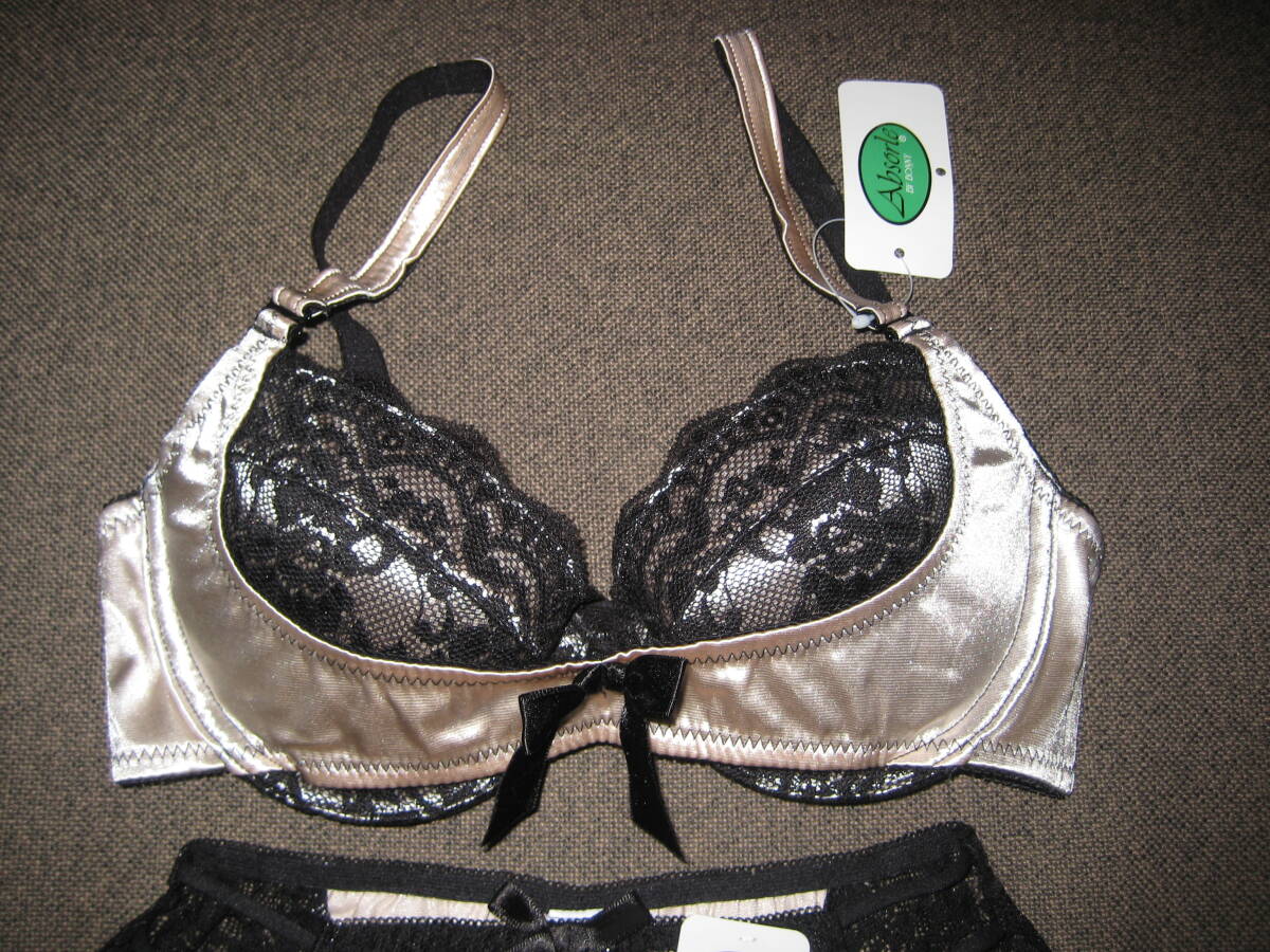 D70 アブソール 超光沢サテン×レース ブラ ヌード/新品タグ付 Absorle拍卖