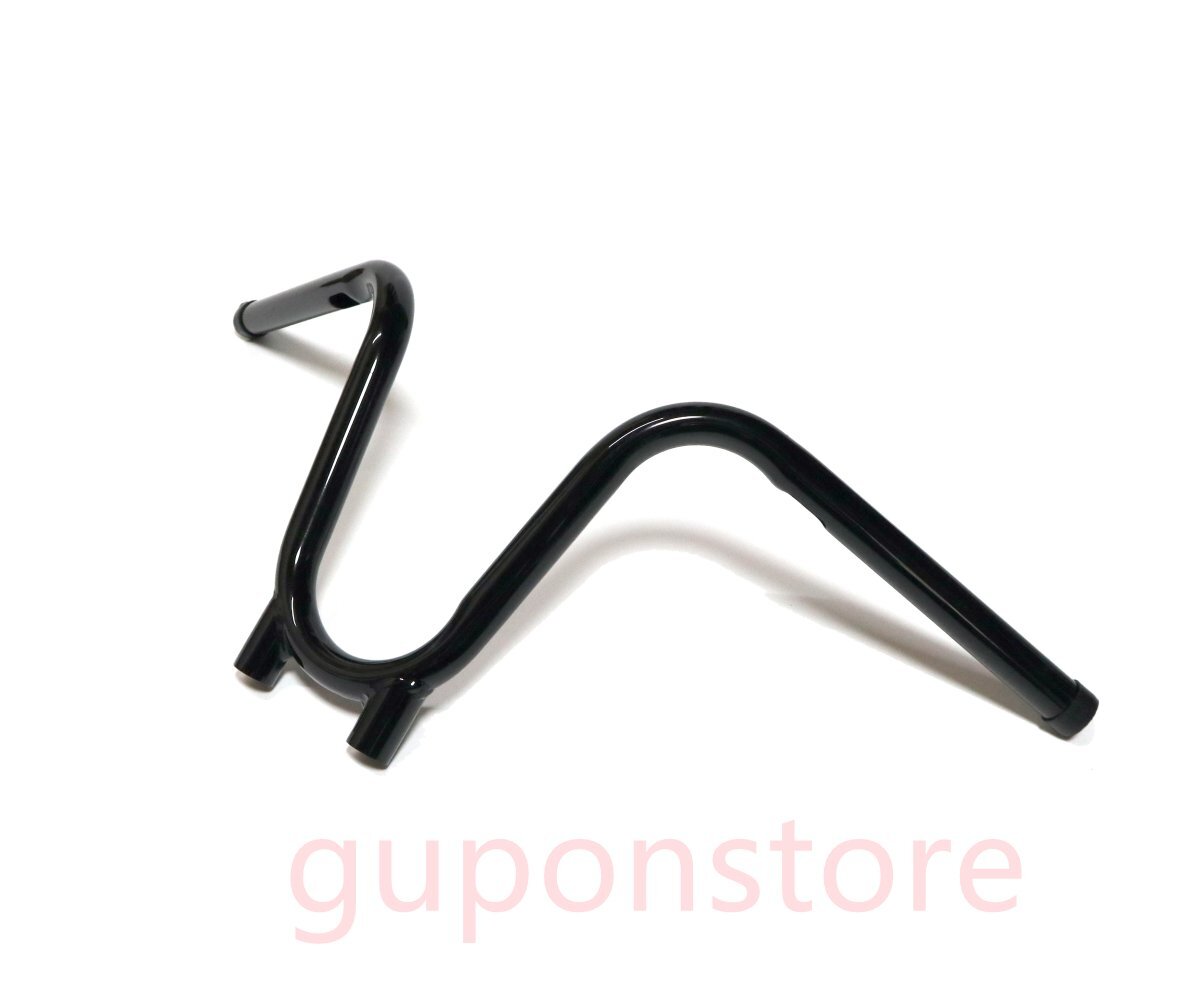 ハーレー用1インチ ミニエイプハンドル モンキーバー ナロー チョッパー ライザーレス アップハンドル ブラック拍卖