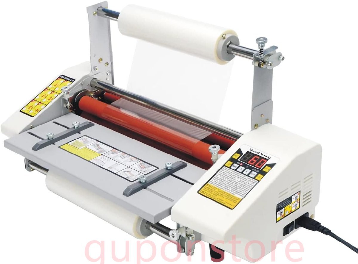 A2ラミネート機 ラミネーター ホットコールドロールラミネーター 片面および両面熱 4本ローラー速度調整可能 0.3~3M/S 業務用 家庭用 110V拍卖