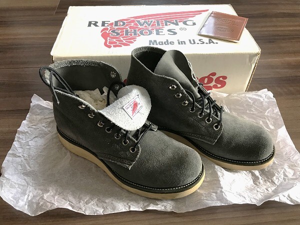 RED WING レッドウィング ブーツ ビームス別注 8872 刺繍 羽タグ グレー ラフアウト レザー 5D 約23.5cm BEAMS コラボ 限定品 スエード拍卖