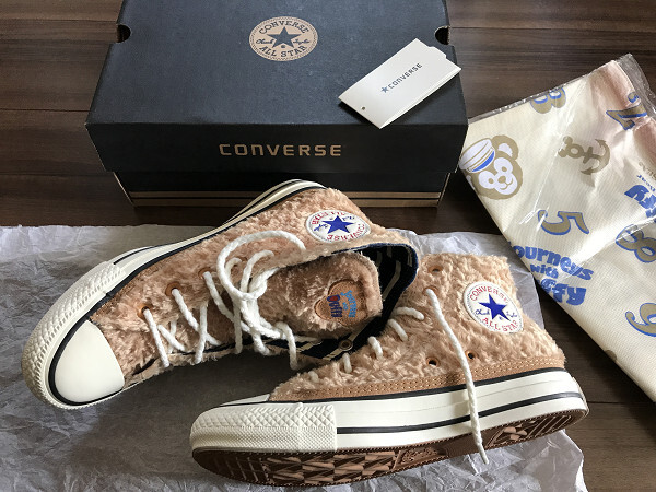 美品 コンバース ダッフィー スニーカー ハイカット 23.5cm 袋 保存袋 箱 タグ CONVERSE ALLSTAR DUFFY DISNEY ディズニー コラボ 限定品拍卖