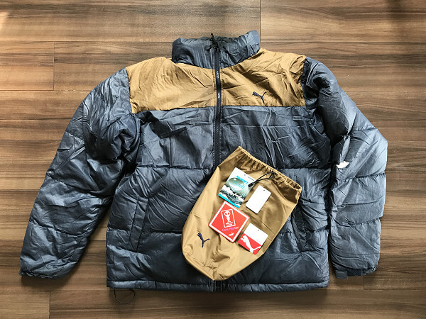 難あり プーマ PUMA ダウンジャケット ダウン ジャケット 袋 収納袋 XO 3L 紺 茶 刺繍 マイクロフト ライト アルミシート 軽量 保温 防風拍卖