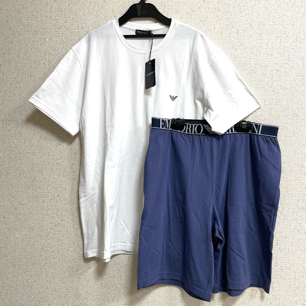 D 新品 エンポリオ アルマーニ ルームウェア 半袖Tシャツ ショートパンツ 上下セット Lサイズ パジャマ アンダーウェア ハーフパンツ拍卖