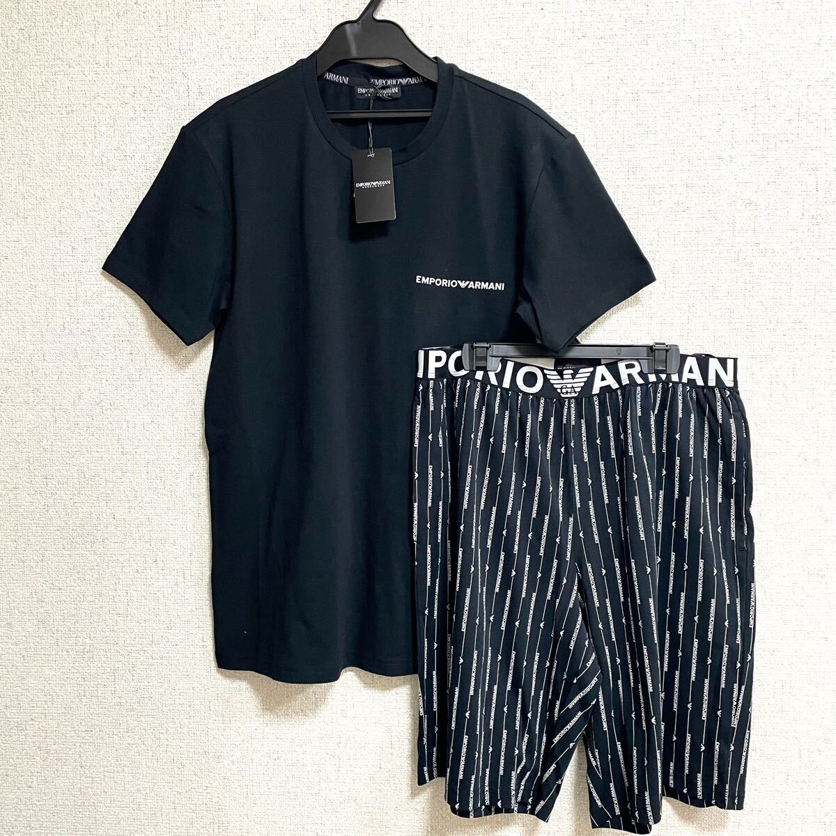 D 新品 エンポリオ アルマーニ ルームウェア 半袖Tシャツ ショートパンツ 上下セット Mサイズ パジャマ アンダーウェア ハーフパンツ拍卖