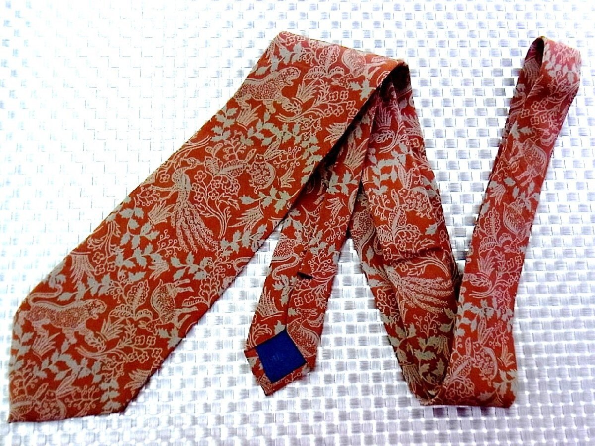 【在庫処分セール】●特売●FK2-0220●ユキコハナイ【ヒョウ 孔雀 ウサギ 動物 花 葉っぱ 植物 柄】ネクタイ●拍卖