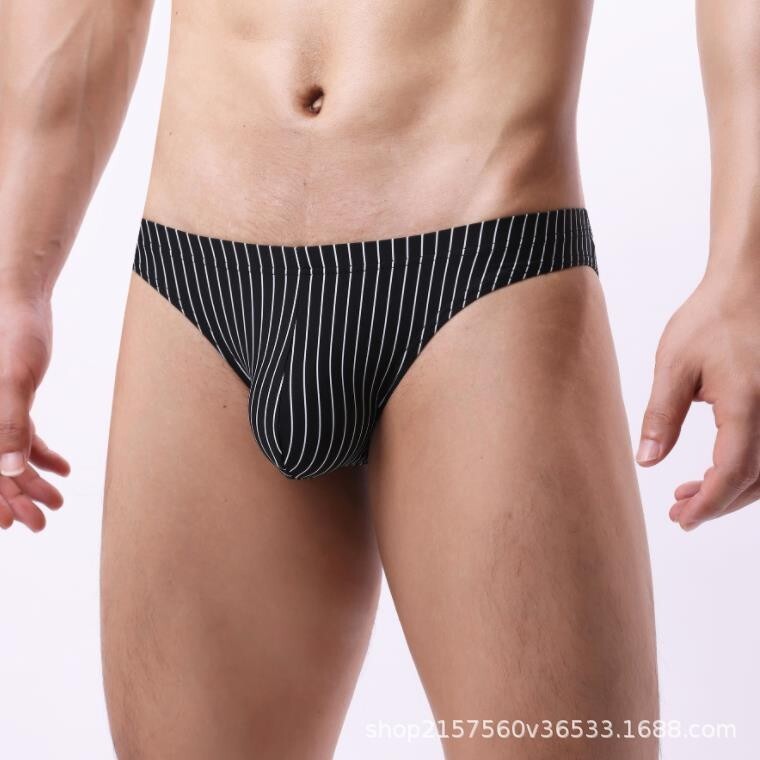 161-324-8 ボーダーフルバック U凸 ブリーフ ストライプ【ブラック,XL】男性 メンズ 下着 インナー パンツ ボクサー アンダーウェア.1拍卖