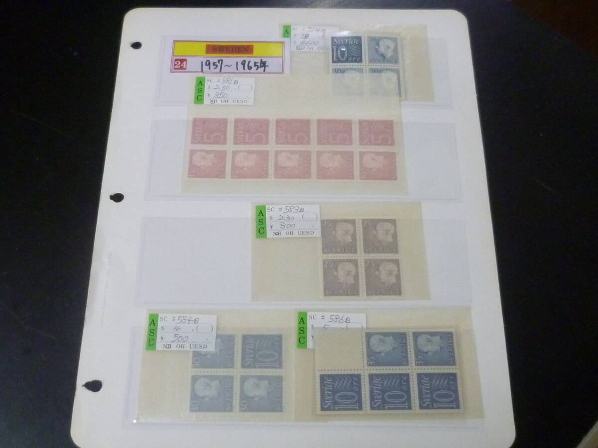 25F M №22 スウェーデン切手 1957-1965年 SC#514b-586bの内 各種 ペーン 計5点 未使用NH・VF 【SC評価 $51】拍卖