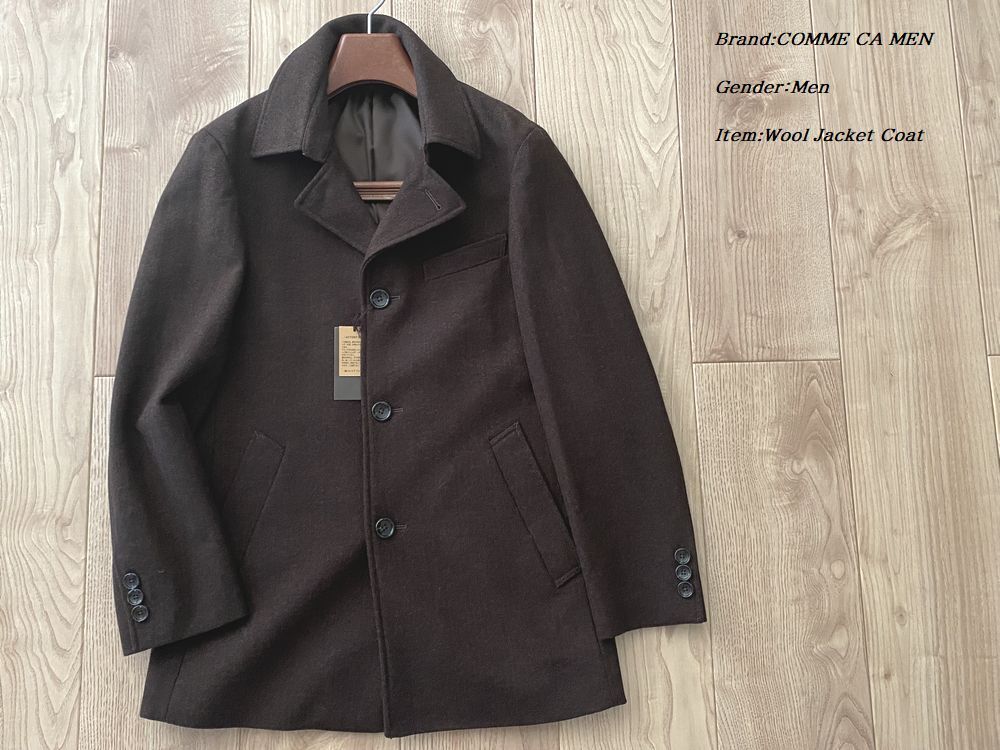 新品 定価5.4万円 COMME CA MEN コムサメン メンズ 英国産ラムウール使用 ネップツイード コート ブラウン Sサイズ拍卖