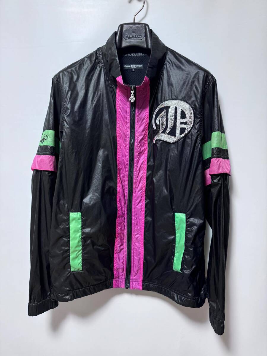 ダンスウィズドラゴン ロゴトラックジャケット 3 送料230円〜 DANCE WITH DRAGON ゴルフウェア メンズ 男性用 ブルゾン アウター 黒拍卖