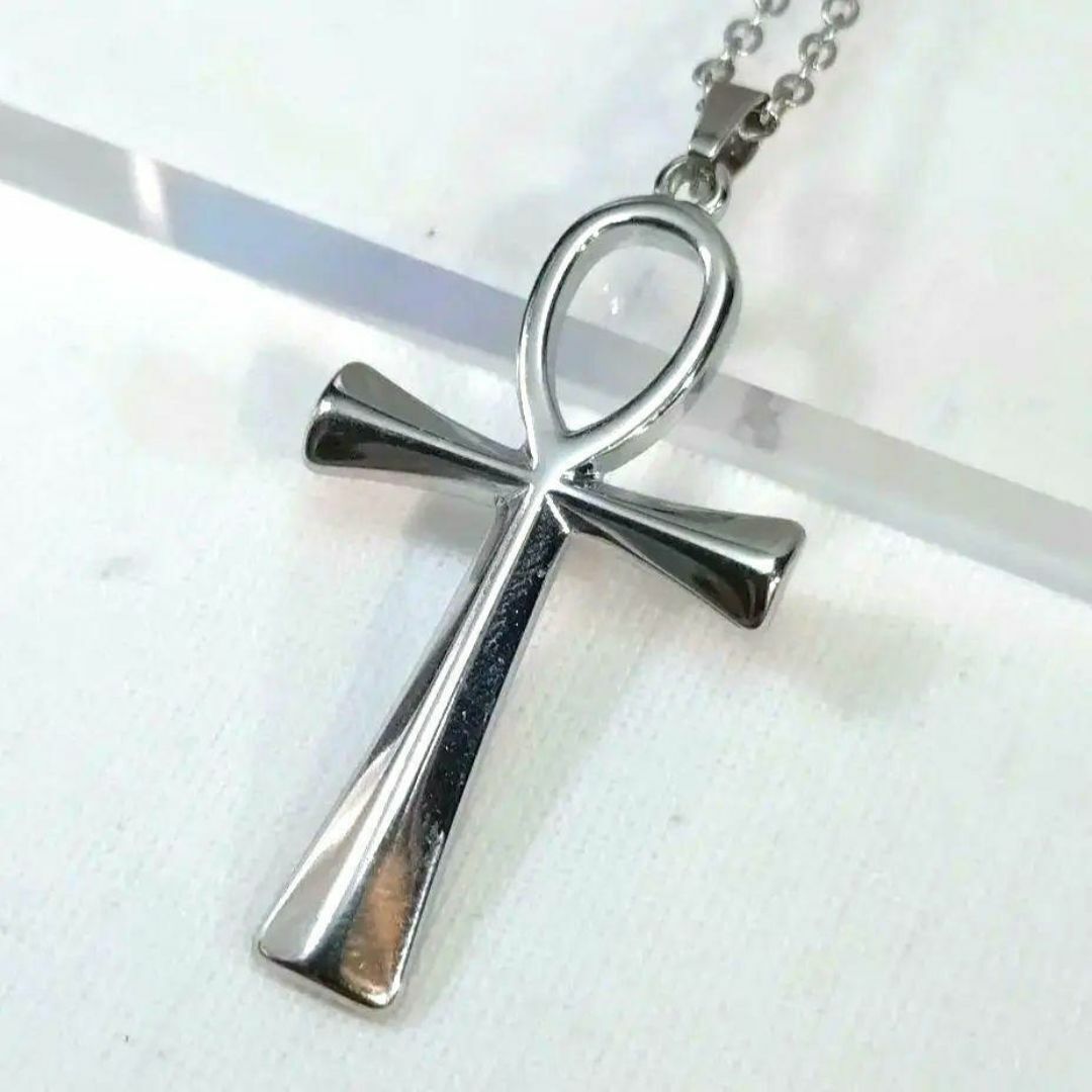 ステンレス製 古代エジプトヒエログリフ アンク ANKUのネックレス 銀色拍卖