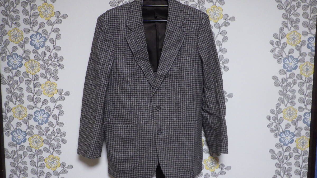 ダックス ジャケット ウールナイロン グレー地 ブラウン×グリーン柄 ポケット多数 レトロ拍卖