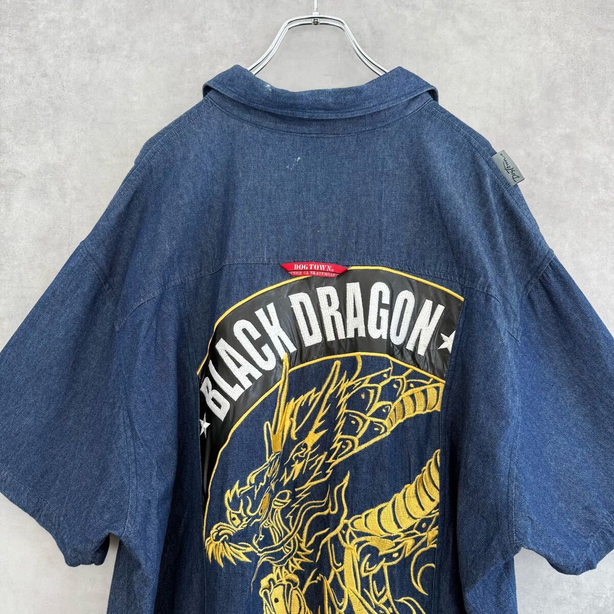 DOGTOWN ドッグタウン 黒龍 半袖デニムシャツ X-LARGE インディゴ拍卖