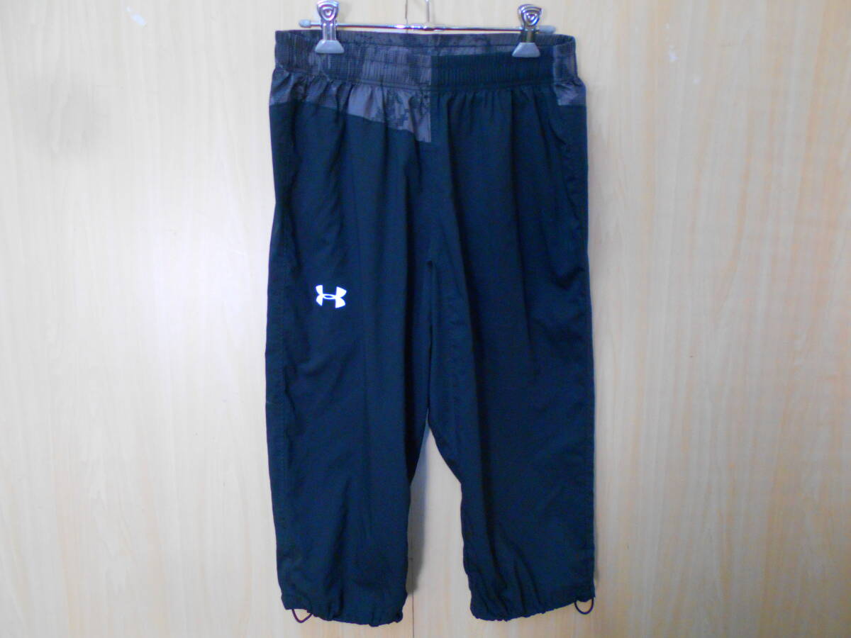b795◆UNDER ARMOUR クロップドパンツ◆アンダーアーマー sizeMD ブラック 軽量 薄手 ドローコード入り スポーツウェア ゆうパケット7C拍卖