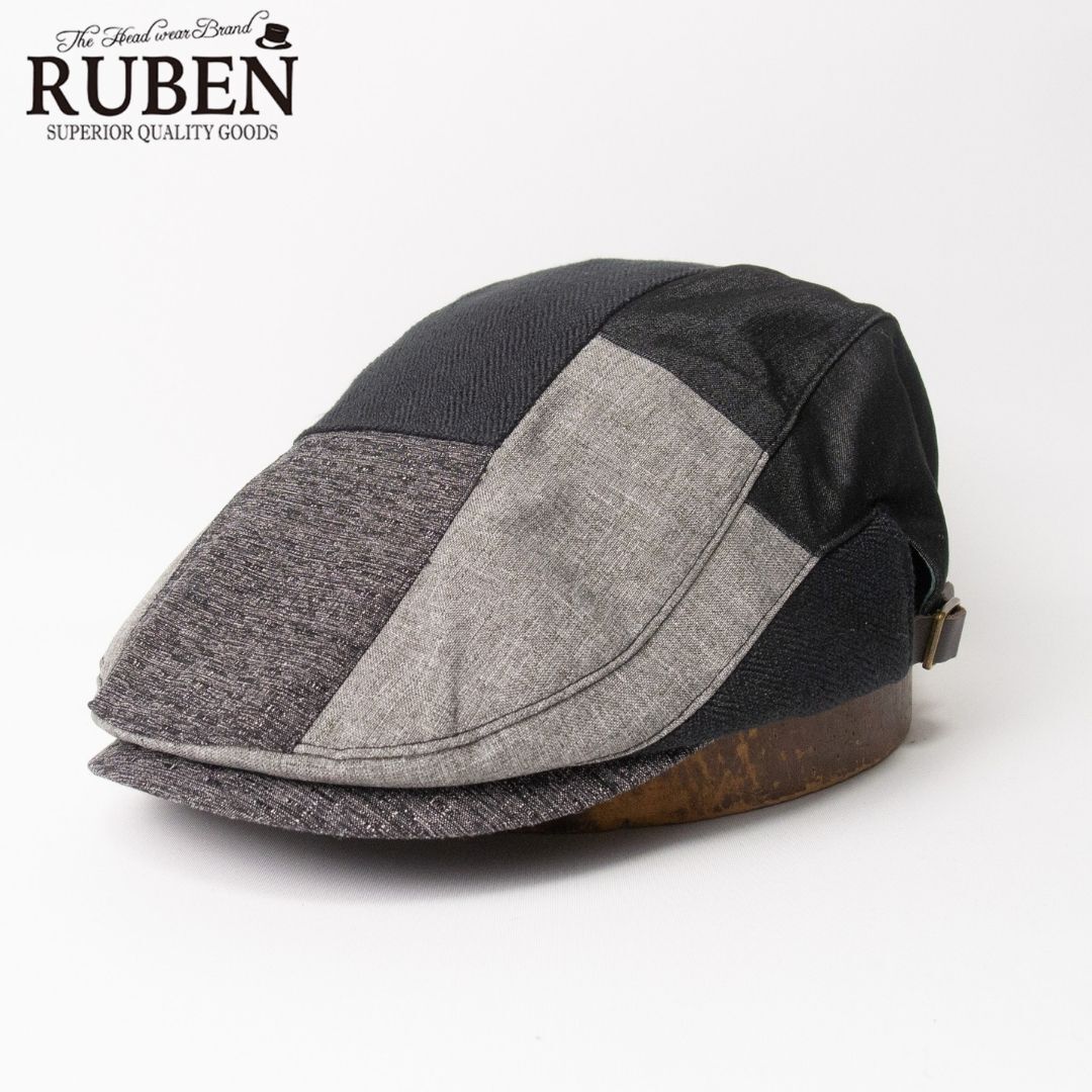 新品 RUBEN ルーベン パッチワークハンチング フリーサイズ ブラック拍卖