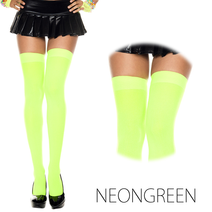 Music Legs 厚手のネオンカラータイツ グリーン拍卖