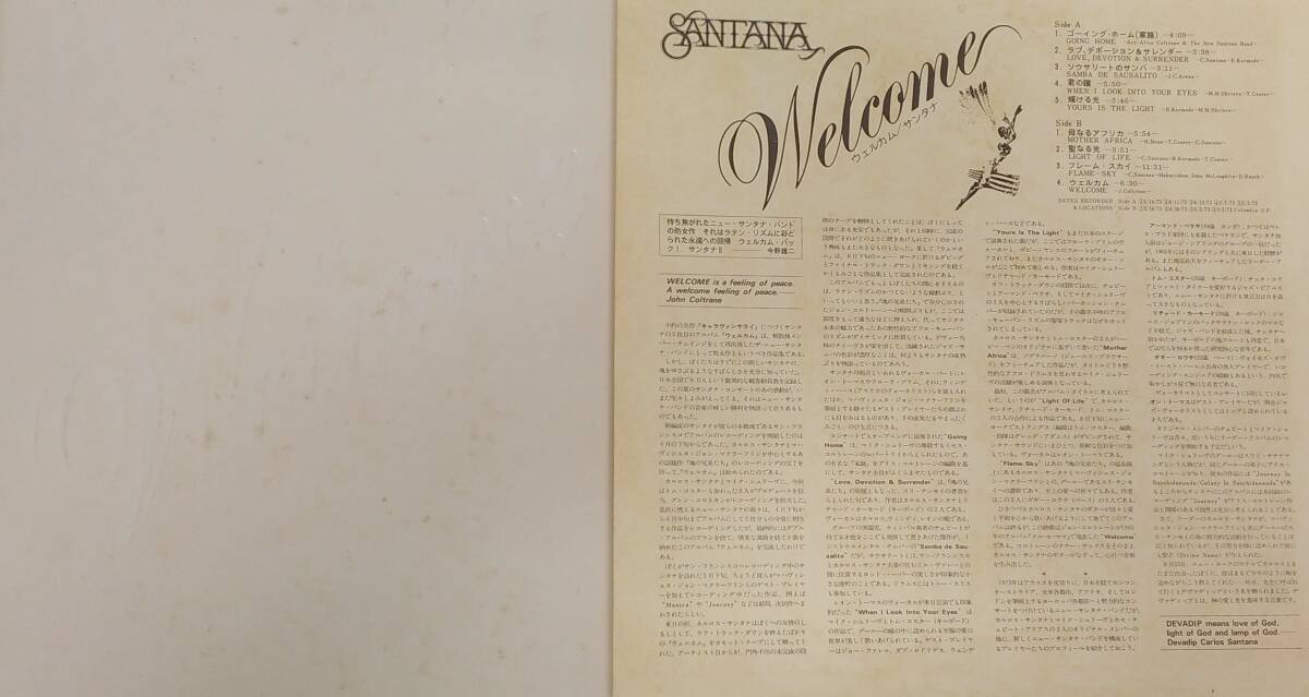 匿名・送料無料! サンタナ/Santana LPレコード 「ウェルカム/Welcome」拍卖