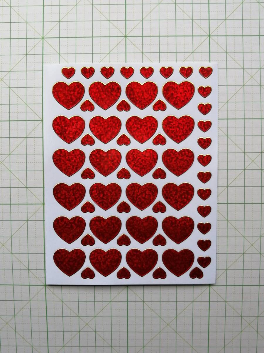 //*☆ ハート シール ステッカー 赤 Heart 心 ☆ きらきら 光る ステッカー拍卖
