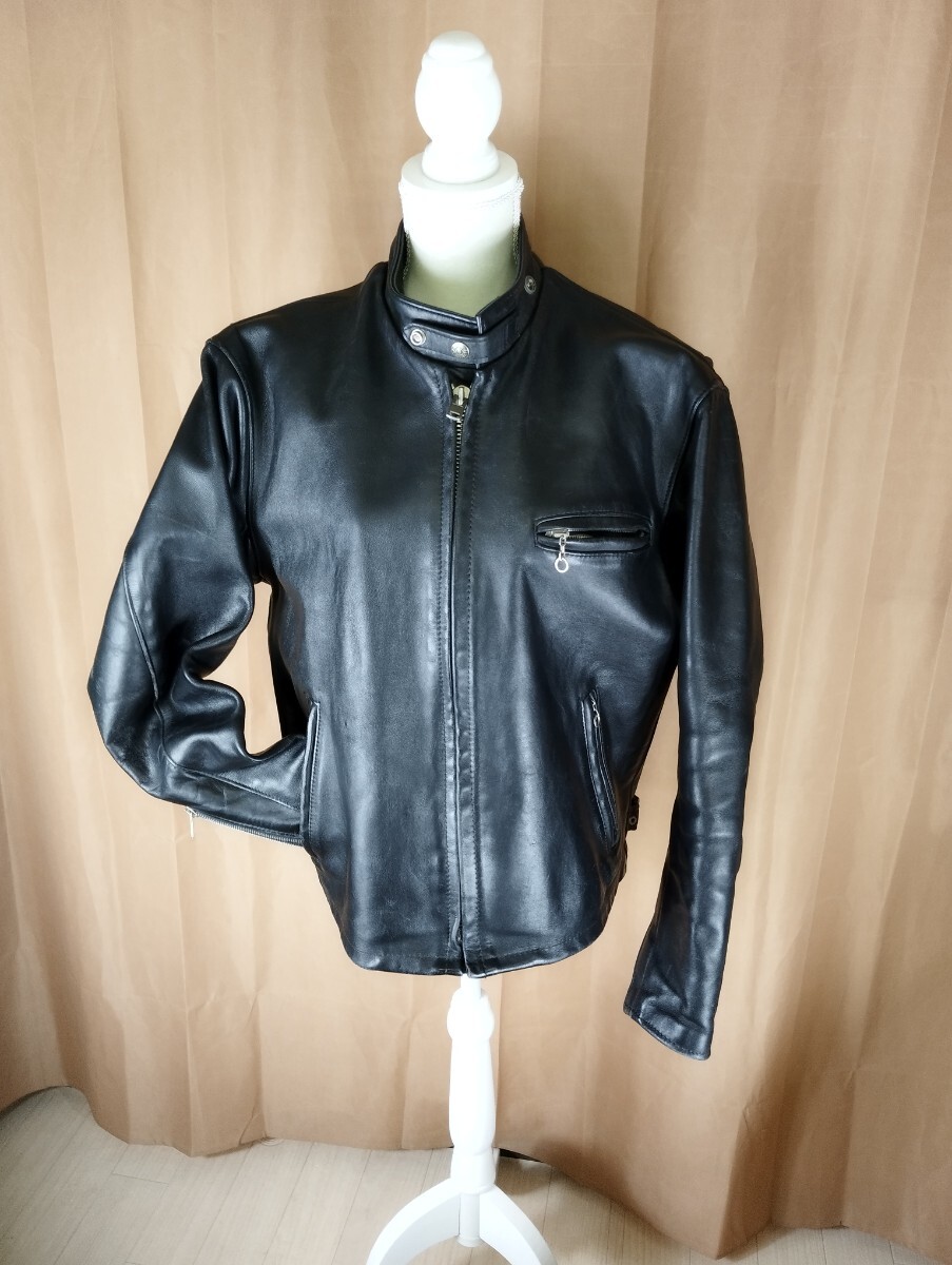 希少サイズ schott シングルライダース 42サイズ 黒拍卖
