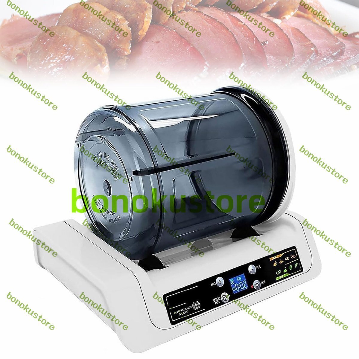 業務用タンブラーマリネーター 5Lドラム肉マリネ機 10時間タイマー付き ハンバーガー ステーキ、ベーコン、チキン用の電気卓上マリネ拍卖