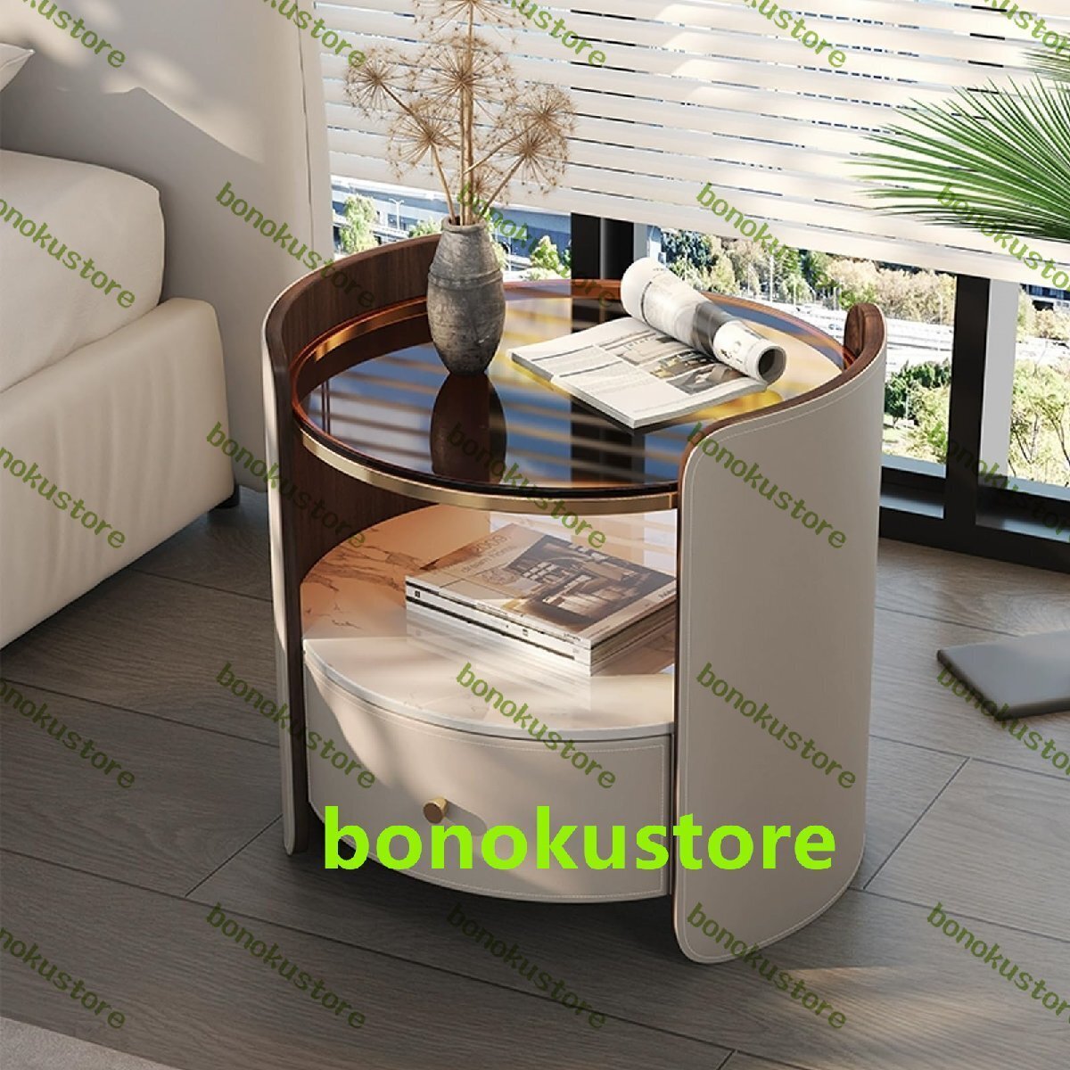 モダンなナイトテーブル サイドチェスト 引き出しとオープン収納付き ベッドサイドテーブル 寝室用の小 サイドキャビネット (Gray)拍卖