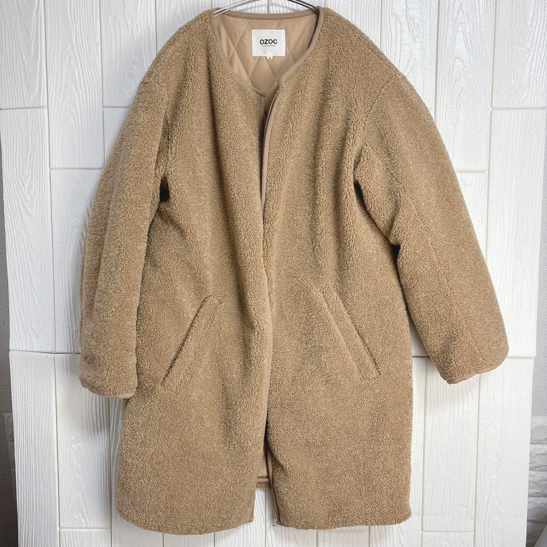 OZOC ベージュ ロングコート ボア素材 オーバーサイズ サイズ38(M)拍卖