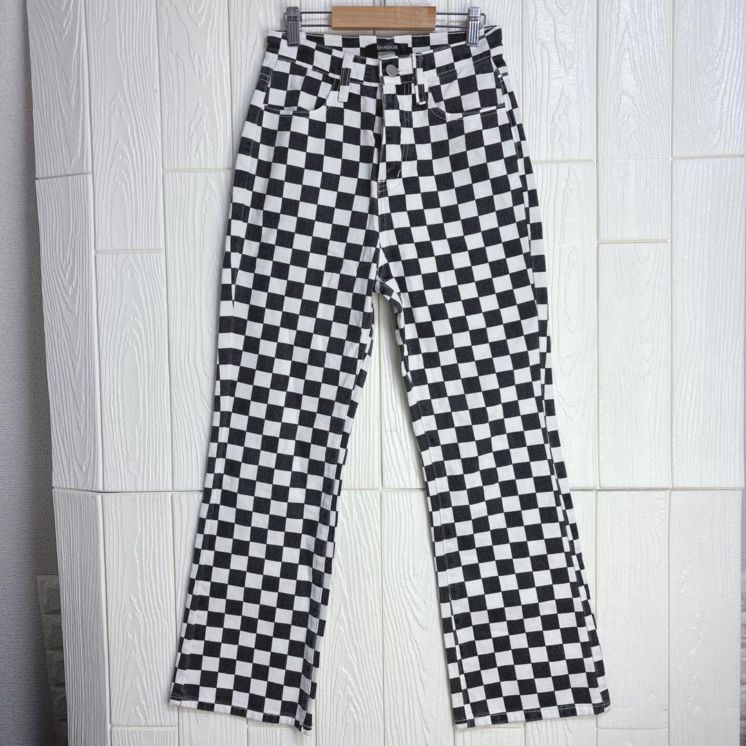 チェック柄ブーツカットデニムサイズ38(M)拍卖