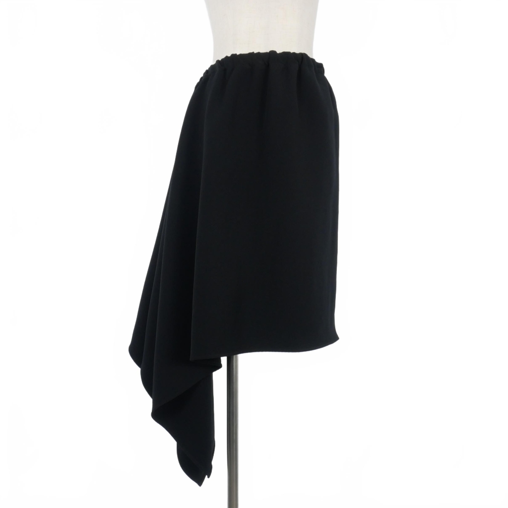エムエムシックス メゾンマルジェラ MM6 Maison Margiela 18AW アシンメトリー スカート ひざ丈 38 黒 ブラック S32MA0280 レディース拍卖