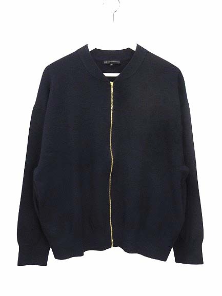 23区 オンワード樫山 23AW ヴィスコースストレッチ ニットブルゾン 46 ネイビー ジップアップ 長袖 トップス レディース拍卖