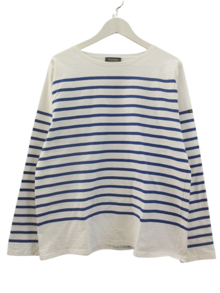 ルミノア Leminor ×Veritecoeur ベリテクール ロンT 長袖 Tシャツ ボーダー ホワイト ブルー 白 青 綿 コットン 2 M トップス レディース拍卖