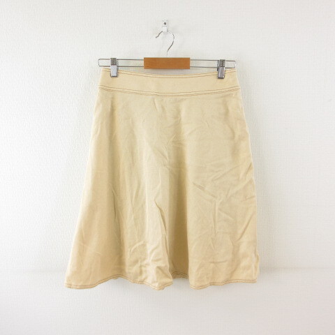 ランバン LANVIN スカート フレア ひざ丈 ベージュ 40 *T406拍卖