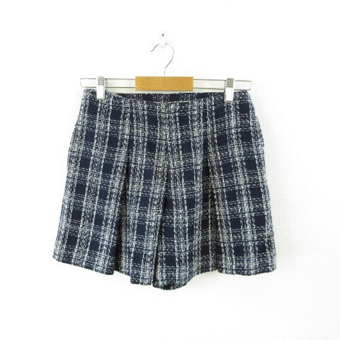 コムサモデルズ COMME CA MODELS キュロット ショートパンツ ツイード 紺 M *T61 レディース拍卖