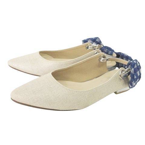 ルタロン Le Talon フラットシューズ バックリボン ポインテッドトゥ パンプス 36 ベージュ系 レディース拍卖