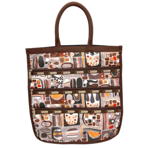 レスポートサック LesportSAC トートバッグ ハンドバッグ ナイロン 総柄 茶 ブラウン マルチカラー レディース拍卖