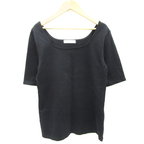 アーバンリサーチ URBAN RESEARCH カットソー Tシャツ 五分袖 スクエアネック F ブラック 黒 /YM16 レディース拍卖