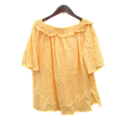 ロペ ROPE MADEMOISELLE ブラウス 五分袖 フリル リボン 38 M 黄色 イエロー /MN レディース拍卖