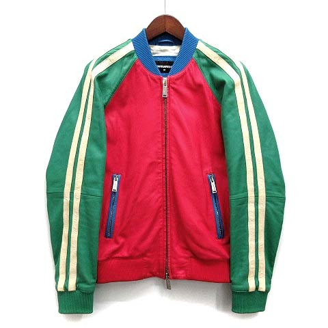 ディースクエアード DSQUARED2 ラムレザー リブ ボンバージャケット ブルゾン S74AM0590 クレイジーカラー 46 メンズ拍卖